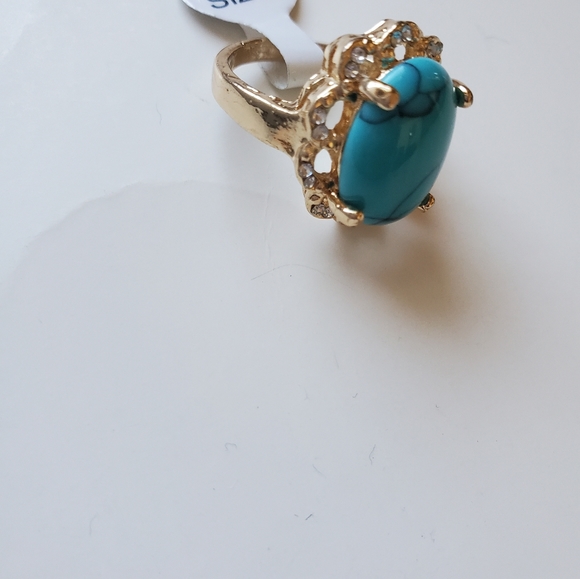 Turquoise Gold Sparkle Ring - Picture 2 of 3